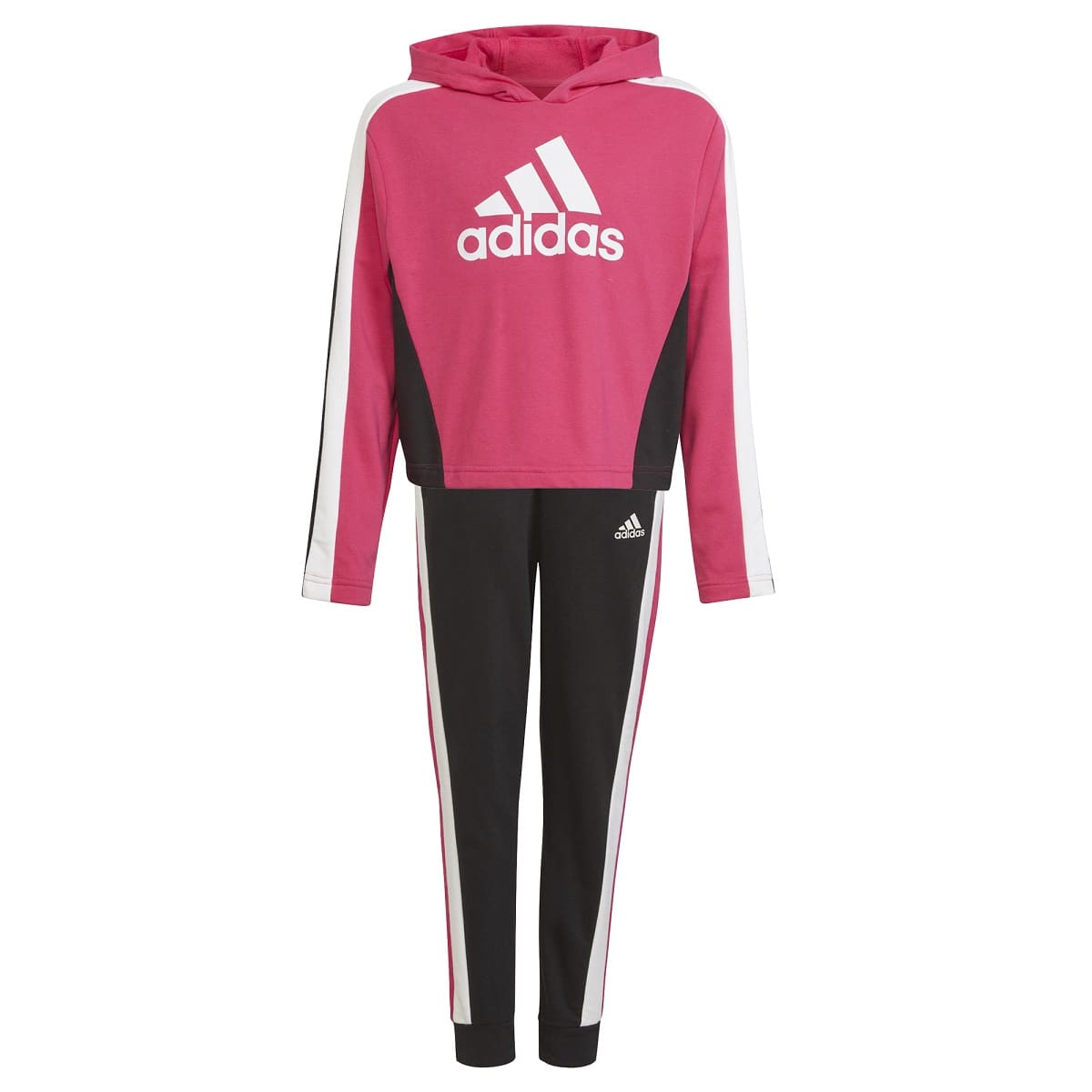 Adidas Girls Hooded Cropped Top Tracksuit
